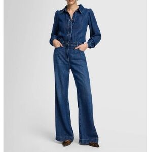 7 for All Mankind Denim Lustre Tailored Wide Leg Jumpsuit